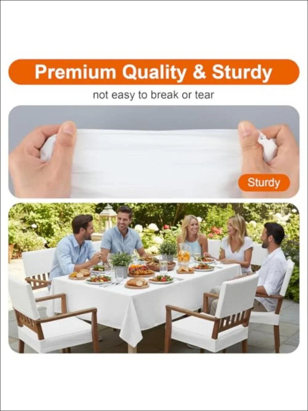 15 Pack Disposable Paper Tablecloths 3 Ply Plastic Backing 55x108 Rectangle